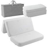 Seaaimea trifold crib mattress folded for compact storage and easy travel.