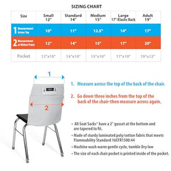 Seat Sack 14-inch chair pocket side view highlights roomy pocket for supplies.
