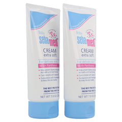 SEBAMED Baby Cream Extra Soft tube closeup shows soothing, pH-balanced moisture for delicate skin.