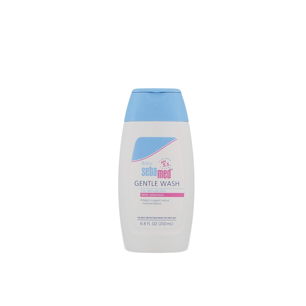 Sebamed Baby Wash Extra Soft bottle closed for gentle cleansing of baby skin.