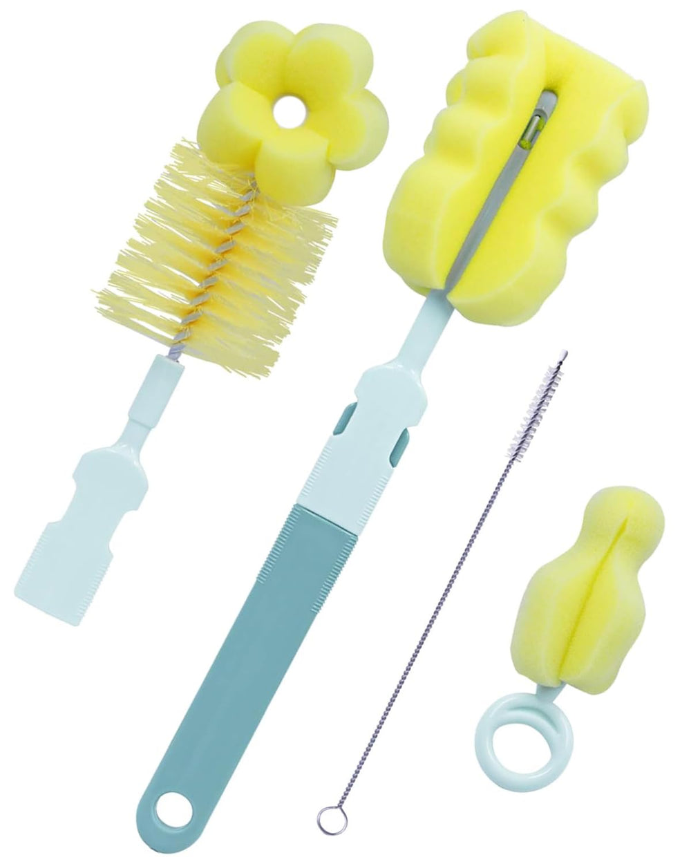 Sebikam 4-in-1 bottle brush set bottle brush cleans tight corners on baby bottles