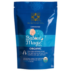 Secrets of Tea Babies' Magic Tea bottle pour for gentle colic relief and calm evenings.