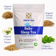 Secrets Of Tea Baby Sleep Tea ingredient leaf close-up highlights gentle herbal blends for calm moments.