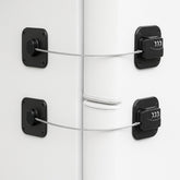 SECUIX fridge lock adhesive-back install demonstrates tool-free setup for secure cabinets.