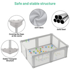 Seeday baby playpen anti-slip base gray provides stable play surface