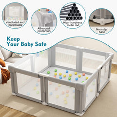 Seeday ocean balls included for engaging, safe sensory play inside the pen.
