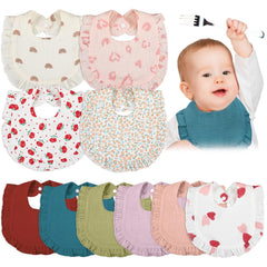 Seematn baby muslin bibs with pastel bandana border absorb moisture gently for drool