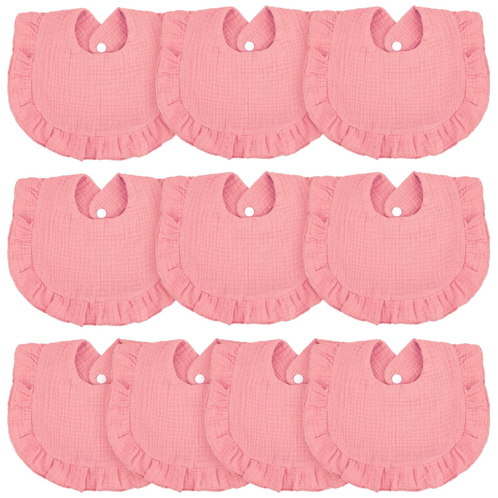 Seematn baby muslin bibs with flounce border feature for soft, absorbent newborn protection.