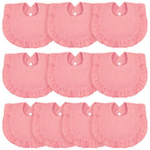 Seematn baby muslin bibs with flounce border feature for soft, absorbent newborn protection.