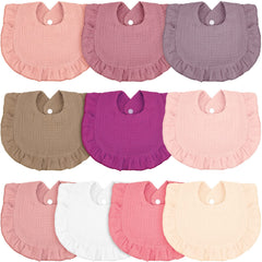 Seematn baby muslin bibs with flounce border offering stylish protection for drool and easy cleanup