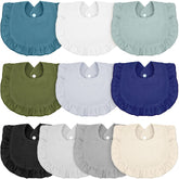 Seematn baby muslin bibs set front view; colorful design helps keep outfits clean