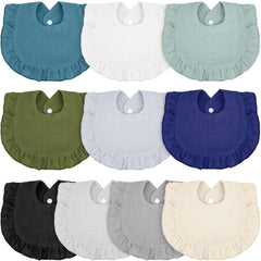 Seematn baby muslin bibs set front view; colorful design helps keep outfits clean
