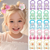 Seiolieliou 30P toddler hair ties with pink bow—soft cotton, gentle daily styling
