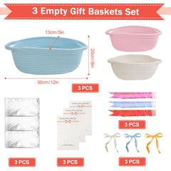 SEISSO gift baskets blue front view with sturdy handles for transport.