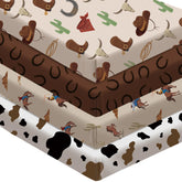 Sel Natural western crib sheets set showcase cozy patterns for restful naps.