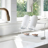 Selegna over-sink bottle drying rack in white saves counter space for daily bottle drying