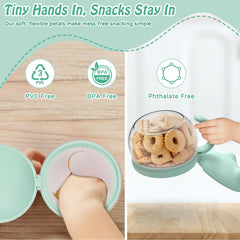 SELEWARE No Spill Snack Cups showing toddler grip design for easy snacking