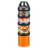 SELEWARE stackable containers in a compact 4-jar set for organized on-the-go snacks.