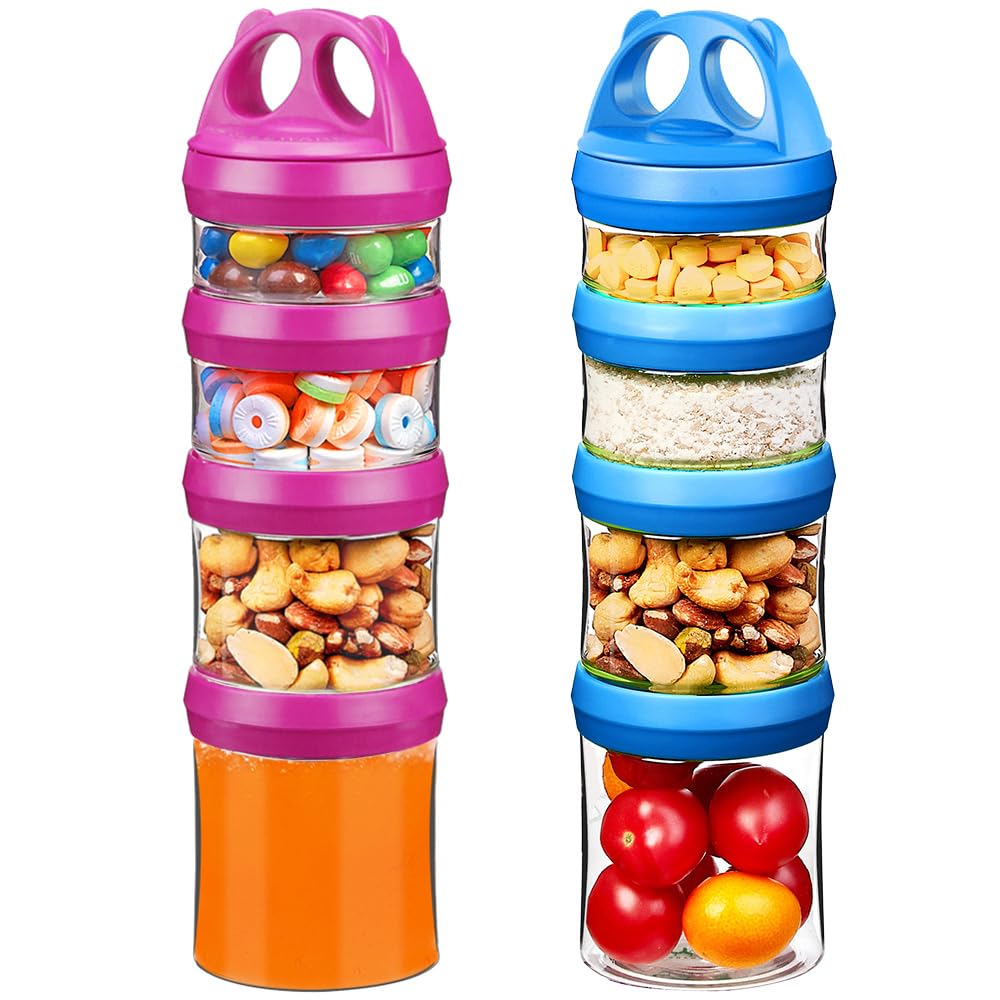 SELEWARE stackable containers blue and red for compact snack storage