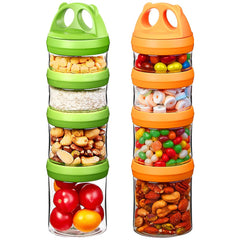SELEWARE stackable containers assembly showcases on-the-go snack organization and freshness.