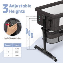 Semphis Baby Bassinet bedside-sleeper sits beside bed for easy nighttime soothing.