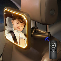 Semxnly baby car mirror with LED night light for gentle backseat visibility at night