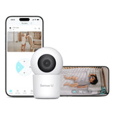 Sense-U AI 2.5K baby camera front view for reliable room monitoring.