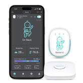 Sense-U Pro clips on a diaper to monitor breathing and movement cues for safer sleep.