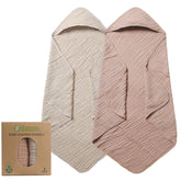 Seozio Muslin Hooded Baby Towels 32x32 pack-two deliver generous coverage for growing babies.