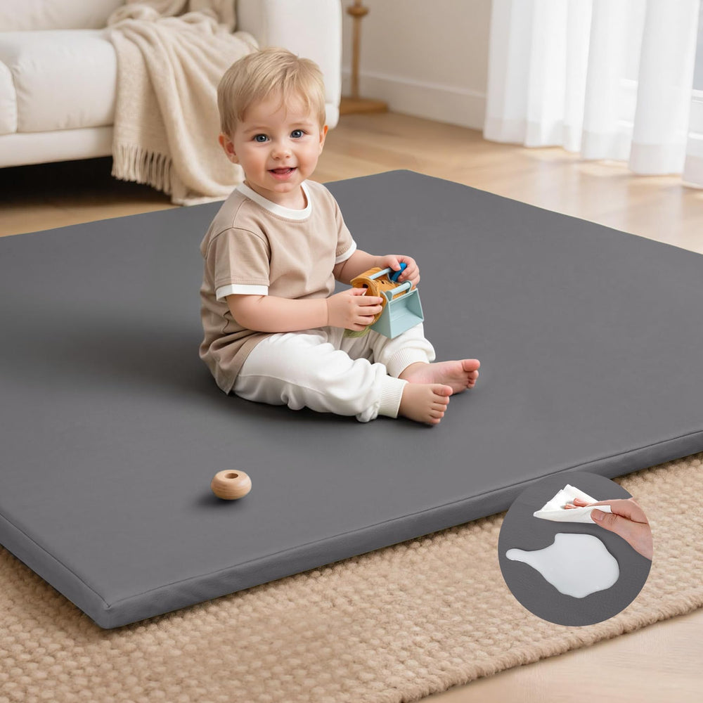 SEPARO baby play mat grey 50x50 on floor with soft surface for family play