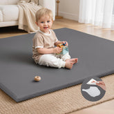 SEPARO baby play mat grey 50x50 on floor with soft surface for family play