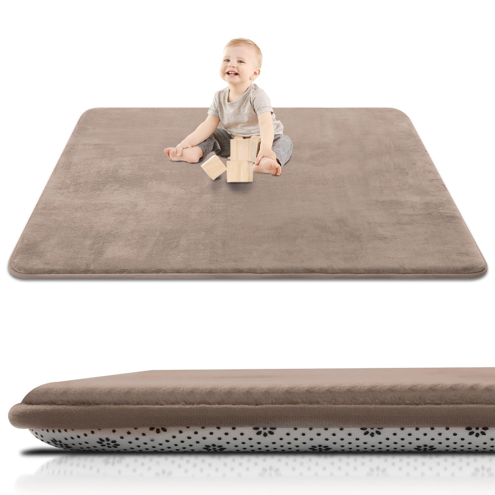 SEPARO thick baby play mat brown front view for tummy time comfort
