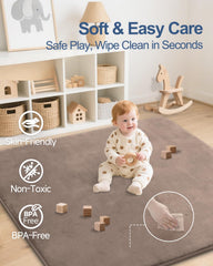 SEPARO thick baby play mat brown non-slip back keeps mat secure