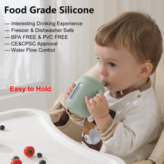 Seposeve sippy cup V-shaped straw enables controlled flow and mess reduction.