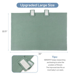 SERAPHY muslin car seat cover folded compactly for on-the-go storage.