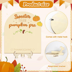 Sereliy wooden pumpkin sign with hanging hook for wall or table display