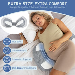 Serene Haven Plus Sized Pregnancy Pillow adjustable-strap highlights customizable support as belly grows.