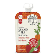 Serenity Kids chicken-tikka-masala-pouch protein-packed flavor for growing toddlers.