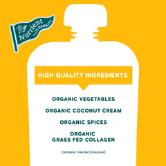 Serenity Kids grass-fed collagen label emphasizing protein-rich toddler snack.