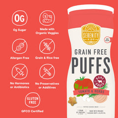 Serenity Kids puffs on a plate for easy, mess-minimizing snacking.