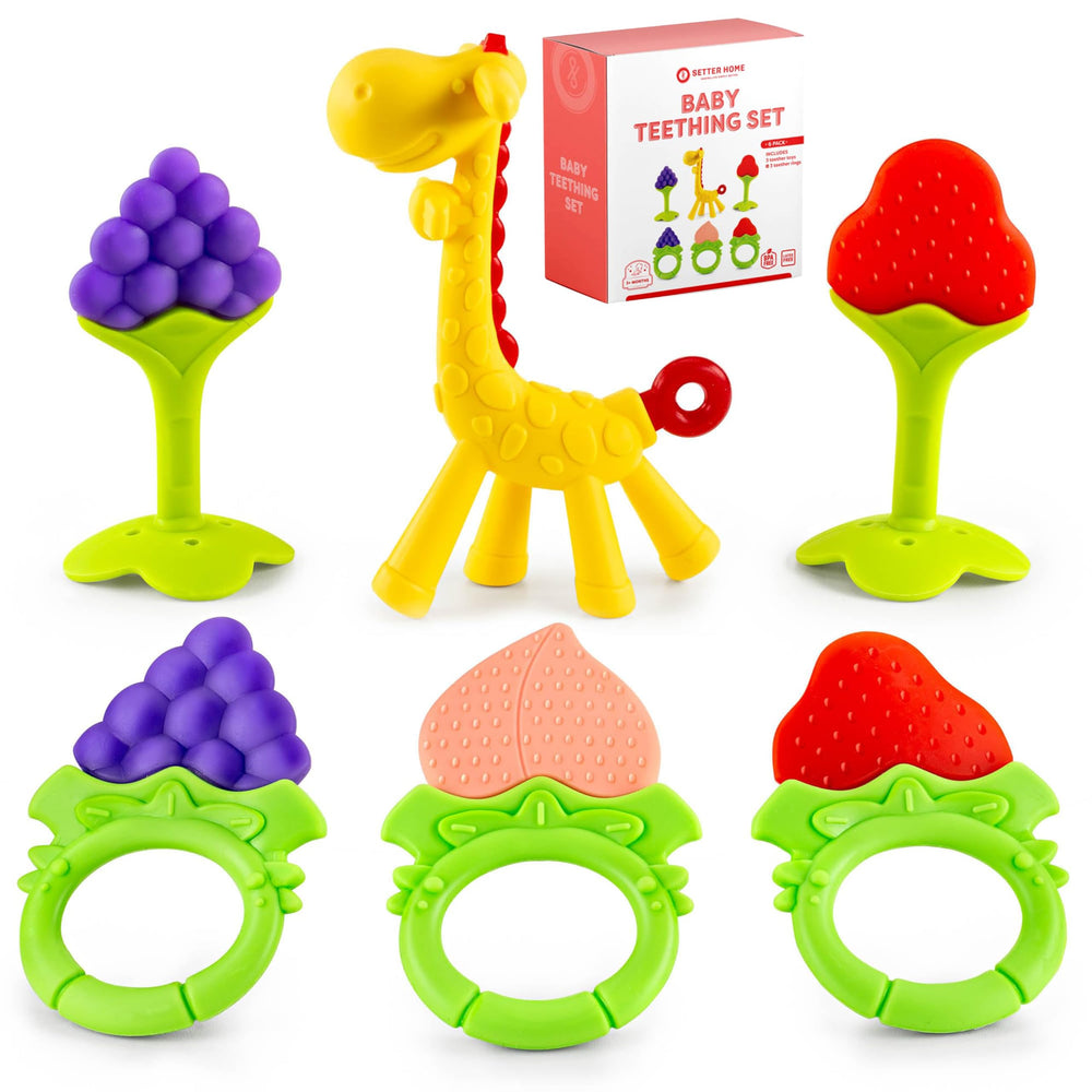Setter Home giraffe-shaped teether in soft silicone soothing gums