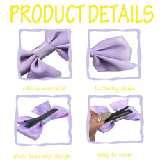 Sevenhead light green bow hair clip back view features no-teeth grip.