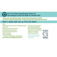 Seventh Generation Free and Clear Sensitive Wipes unscented for gentle baby skin.