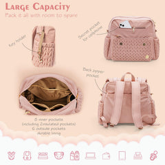 SEWBOO diaper bag backpack with changing pad included for quick, comfortable changes