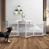 SFJC dog gate six-panel wooden front view for doorways