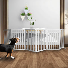 SFJC dog gate six-panel wooden front view for doorways