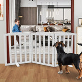 SFJC freestanding dog gate closed panels form a sturdy doorway barrier.