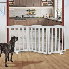 SFJC dog gate folded compactly for easy storage and travel.
