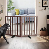 SFJC dog gate wood finish shows natural grain for sturdy indoor safety.