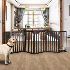 SFJC dog gate wooden 6-panels assembled for sturdy indoor barrier.